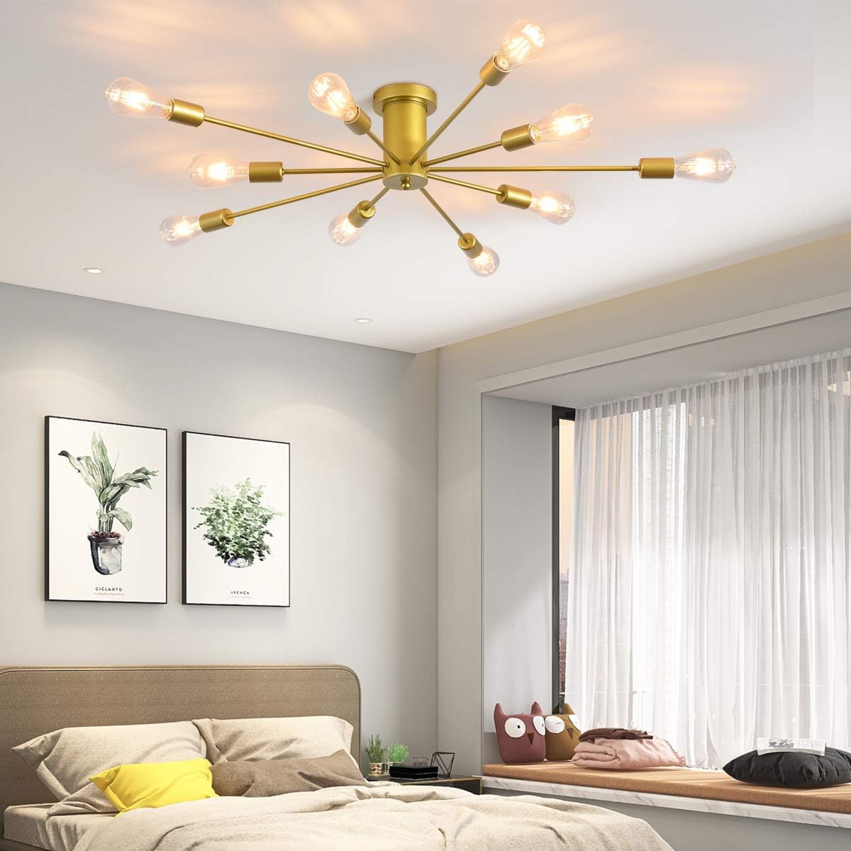 Farmhouse Black Chandelier — 10-Light — 10-Light,Gold