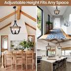 Vintage Farmhouse Wood Chandelier — 4-Light - View 9
