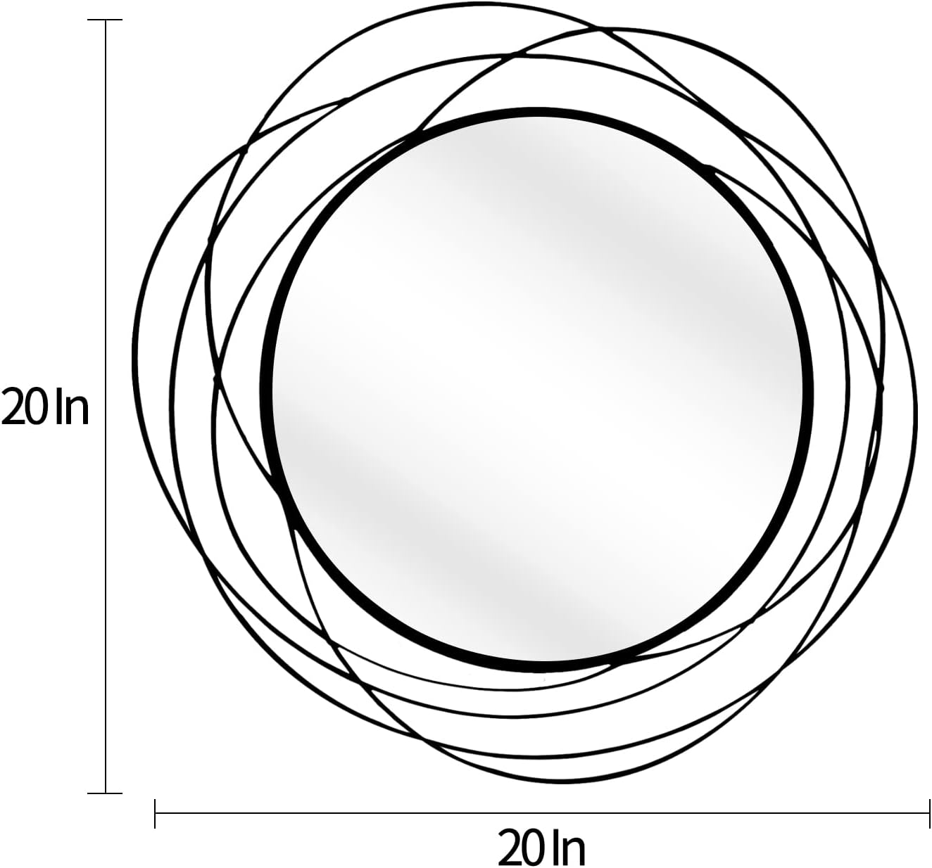 Round Black Wall Mirror — 20" - View 2