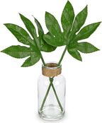 Farmhouse Glass Artificial Plant — 14.2" — Fatsia