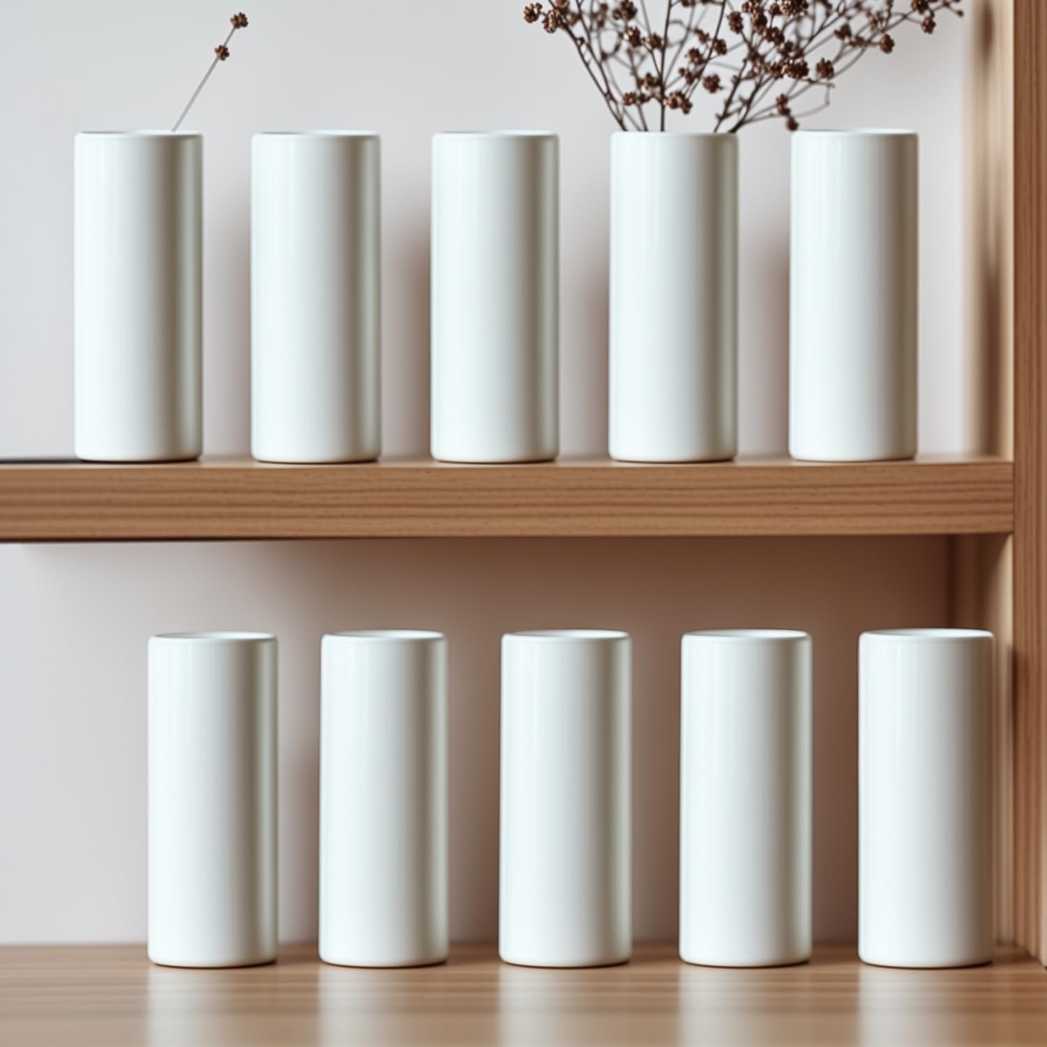 Modern Black Artificial Plant — 7.08" — 10 Pack White - Style 3