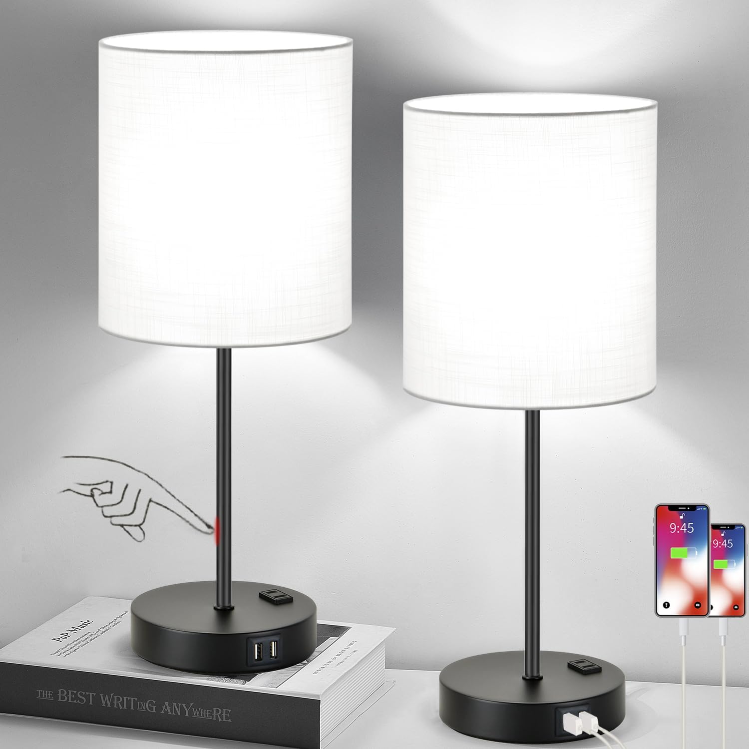Dimmable Beige Smart Bulb — Set of 2 — (2 Pack)White & Matte Black(Base)-5000K Bulbs Included
