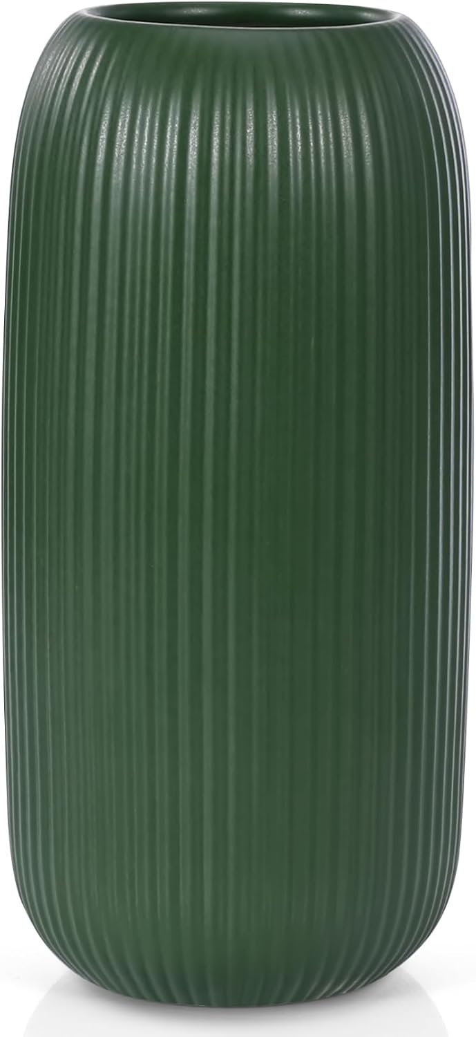 Farmhouse Beige Flower Vase — Green