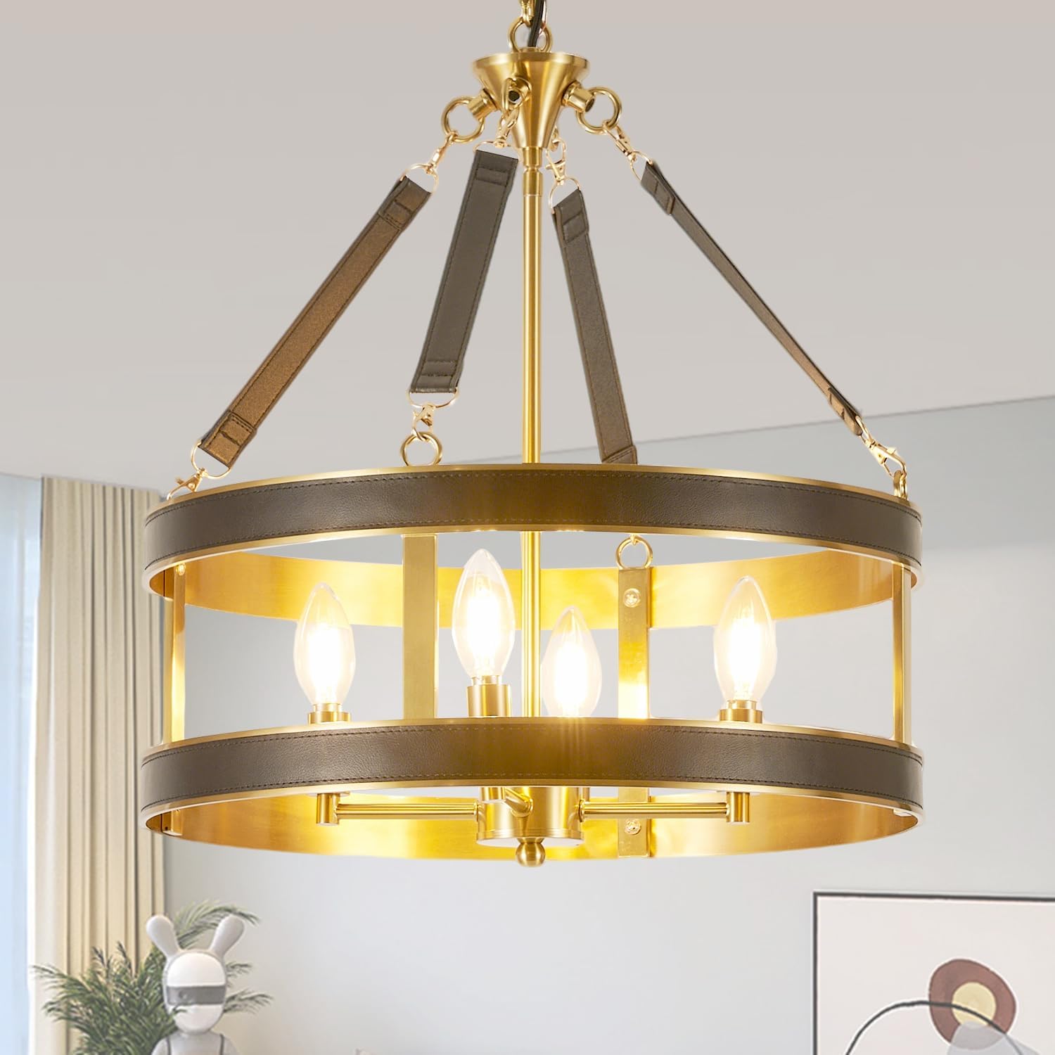Vintage Farmhouse Black Chandelier — 4-Light — Antique Black-18