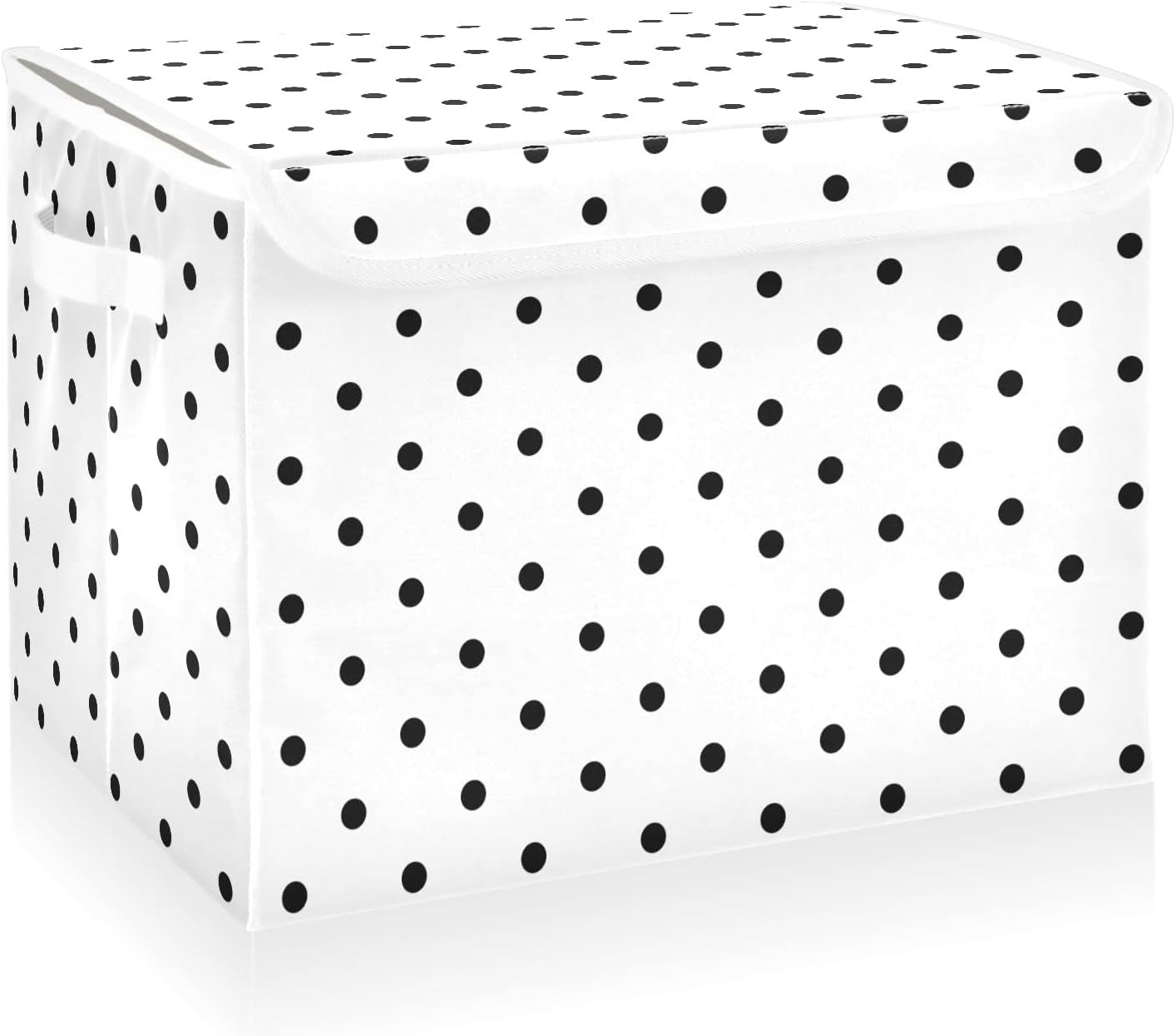 Black Storage Bin — Polka Dot White