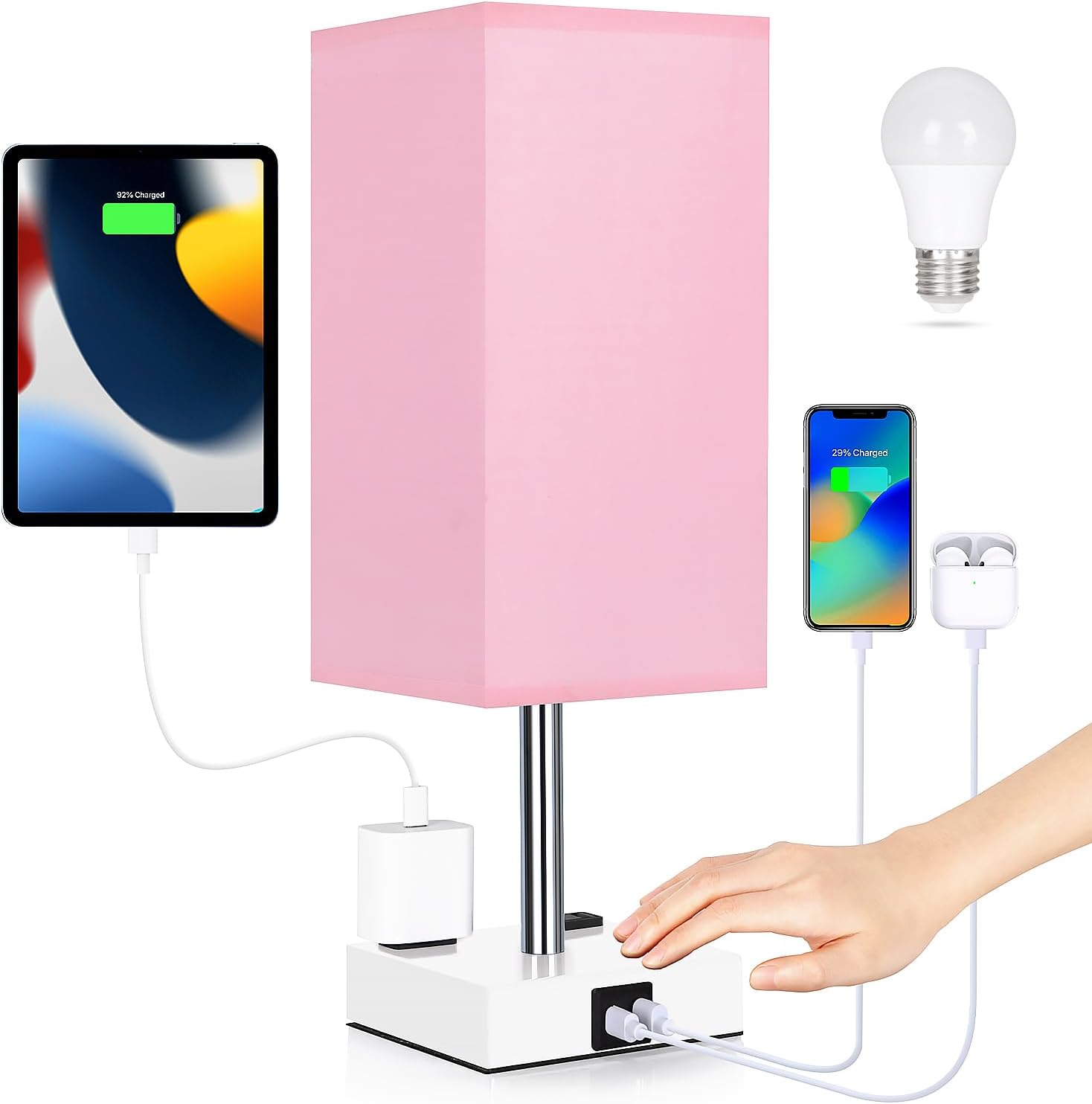 Dimmable Black Table Lamp — Pink