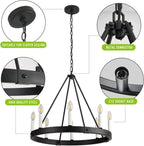 Round Farmhouse Metal Chandelier — 24" - View 6