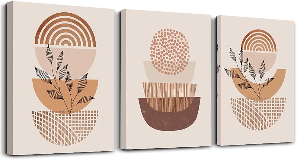 Beige Canvas Wall Art — 16L" x 12W" (3 Piece)