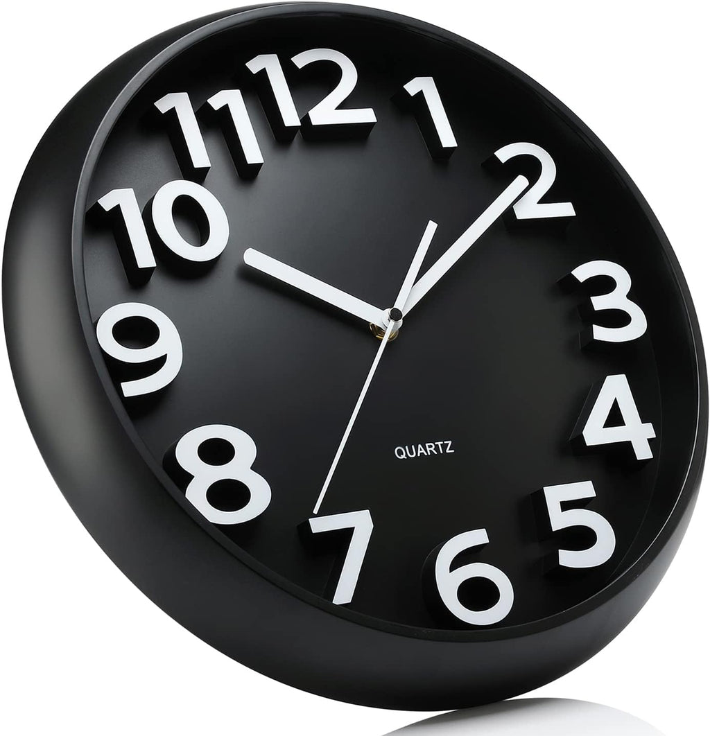 Battery Operated Modern Black Wall Clock — 13" - View 5