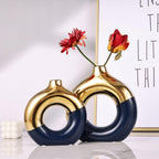 Round Boho Ceramic Flower Vase — Set of 2 - View 7