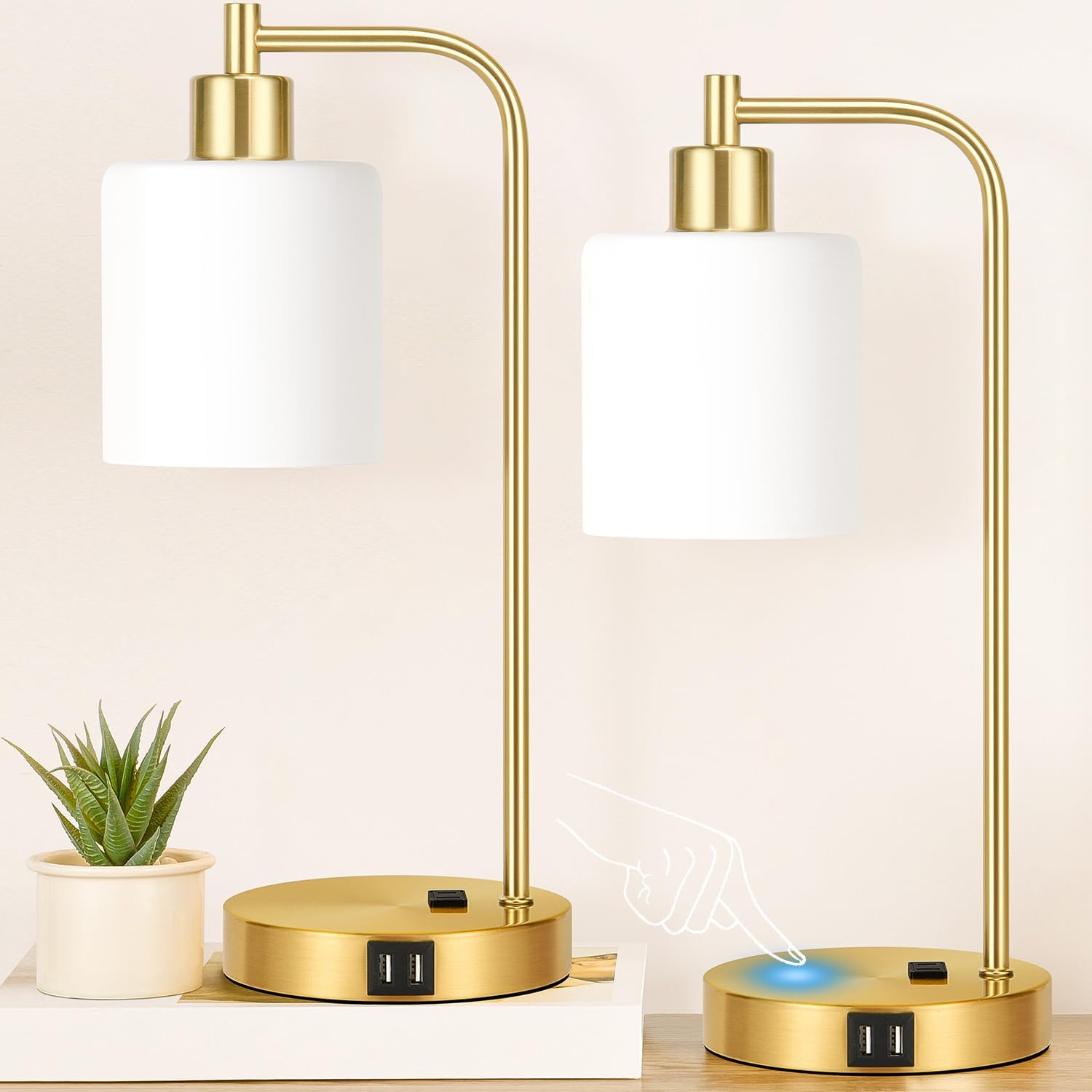 Dimmable Black LED Bulb — Set of 2 — Gold(2 pack)-Opal Glass-Touch Control