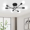 Mid-Century Black Chandelier — 6-Light — Black
