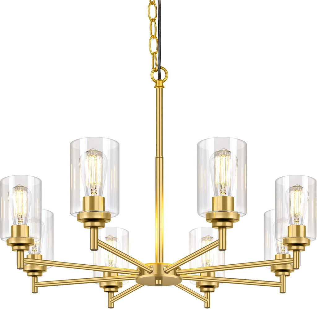 Adjustable Farmhouse Black Chandelier — 5-Light — Gold