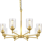 Adjustable Farmhouse Black Chandelier — 5-Light — Gold