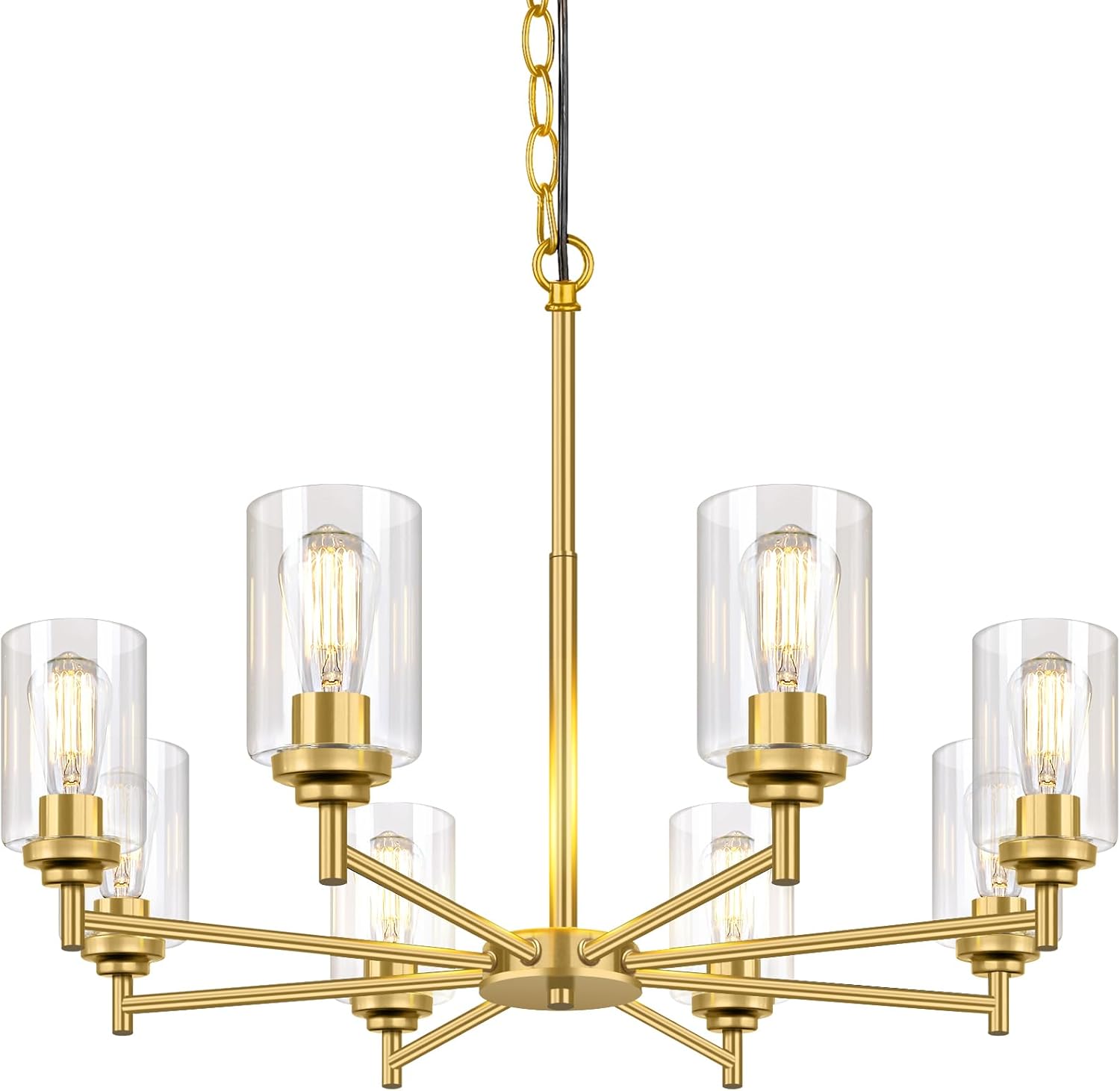 Adjustable Farmhouse Black Chandelier — 5-Light — Gold
