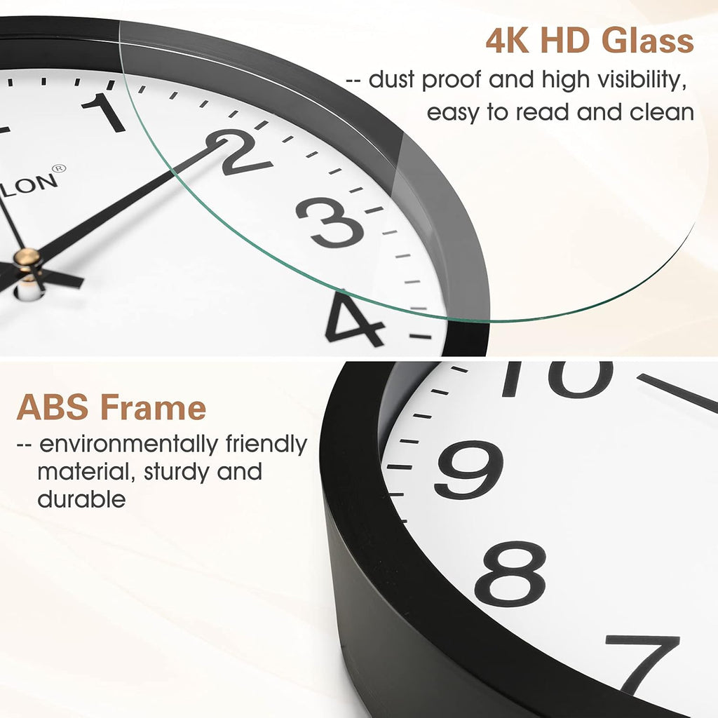Battery Operated Black Wall Clock — 10" - View 5