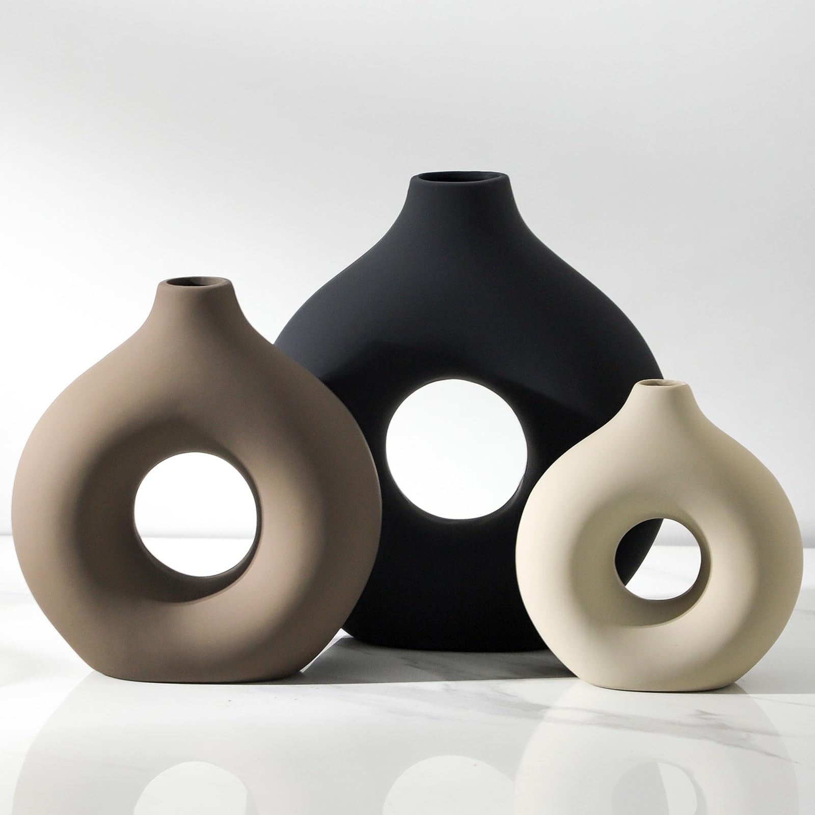 Farmhouse Brown Flower Vase — Set of 3