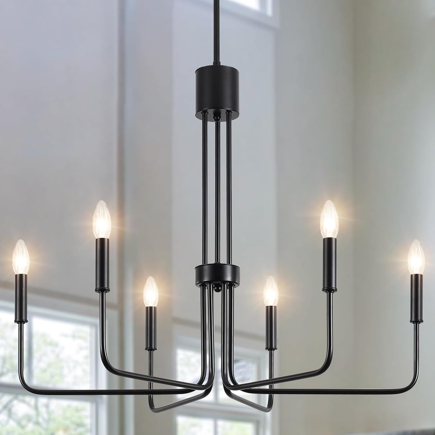 Farmhouse Black Chandelier — 6-Light — 6 Lights-Black