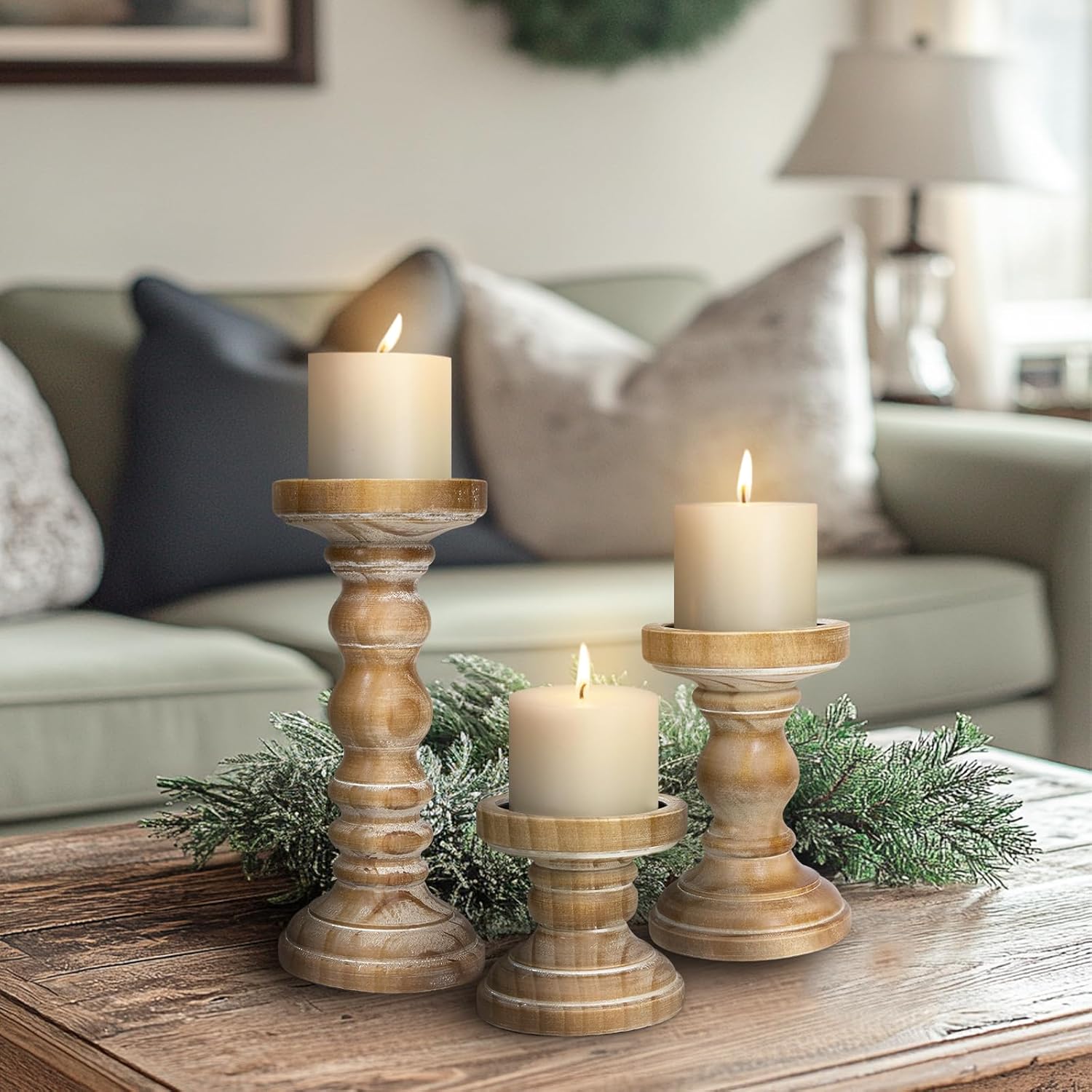Vintage Farmhouse Black Pillar Candle — Set of 3 - View 5