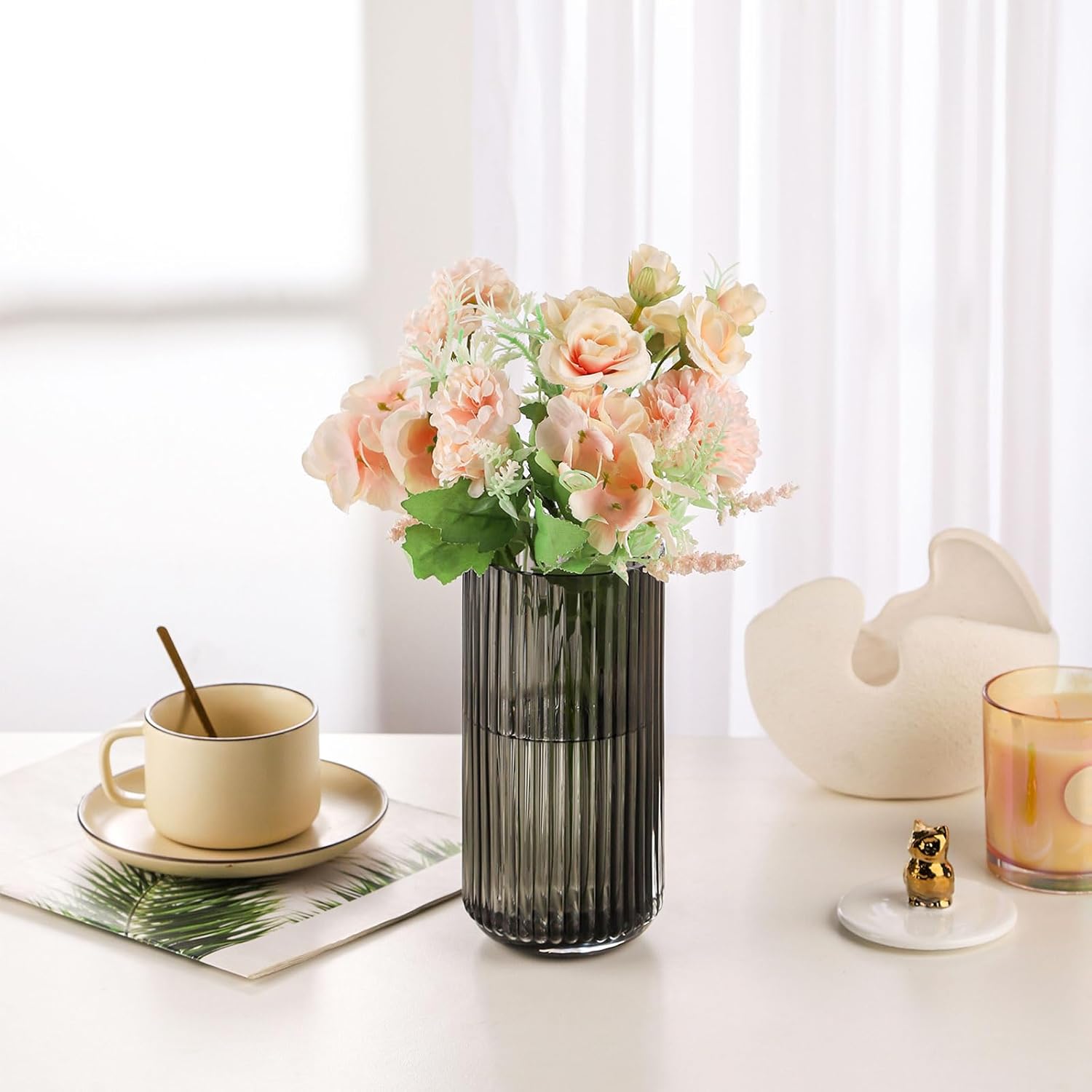 Vintage Brown Flower Vase — 10" - View 3