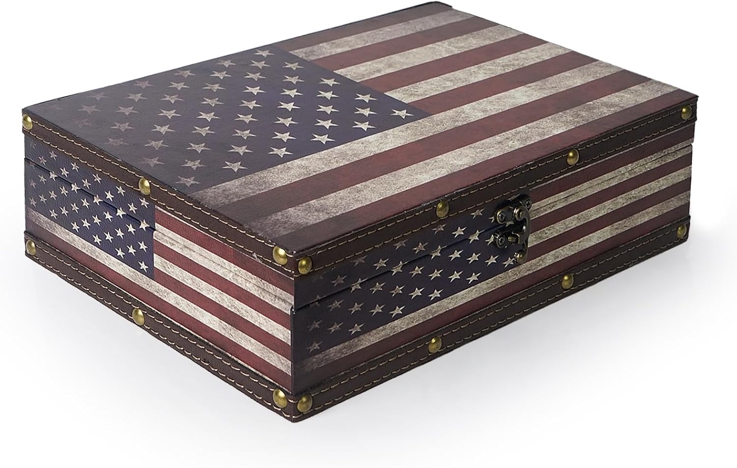Vintage White Storage Basket — US Flag