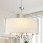Round Farmhouse Black Chandelier — 6-Light — Nickel Drum Chandelier