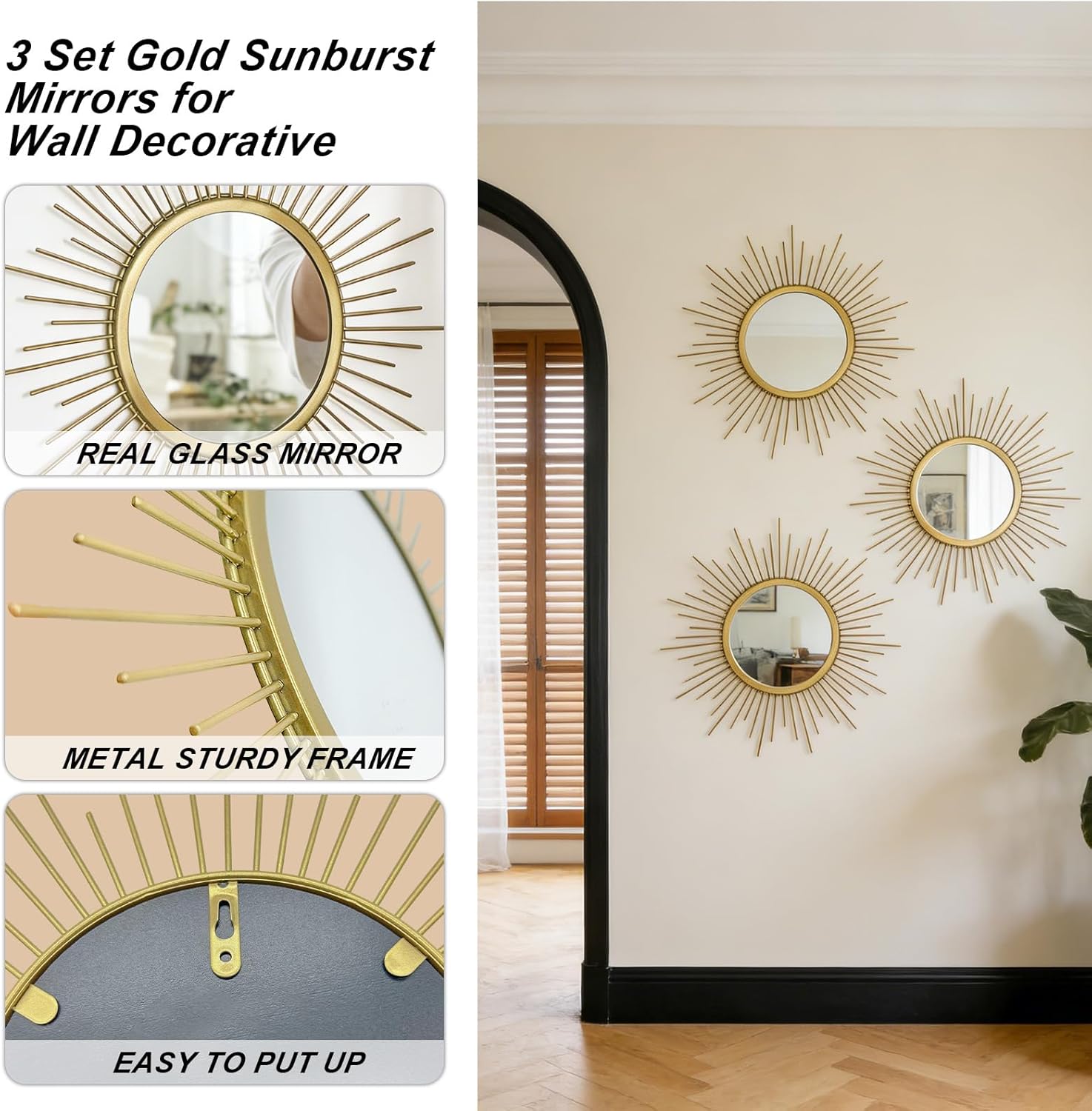 Vintage Boho Black Wall Mirror - View 3