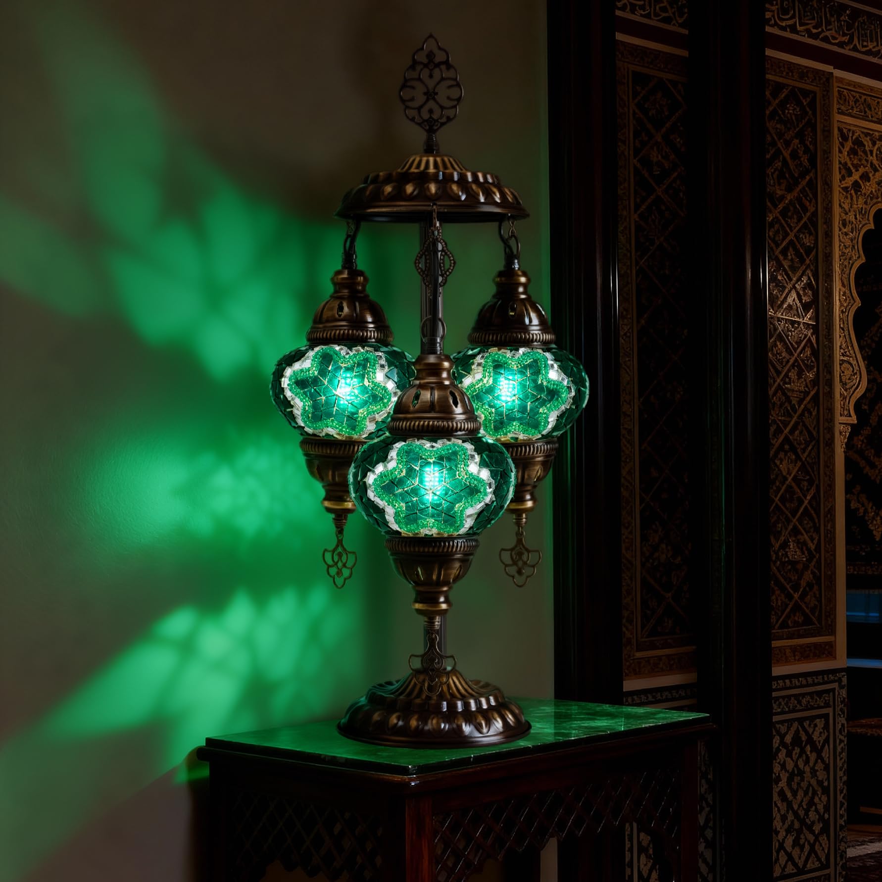 Vintage Boho Blue Table Lamp