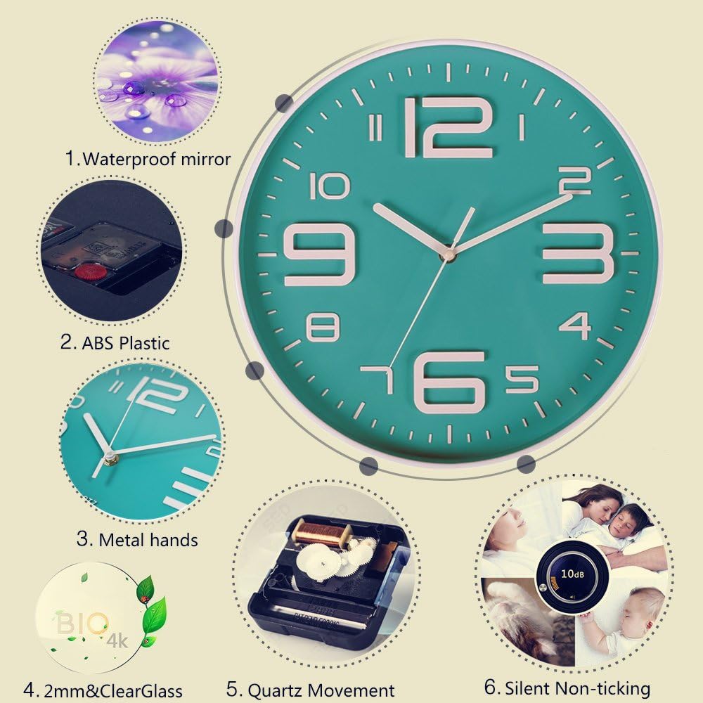 Battery Operated Modern Blue Wall Clock - View 2