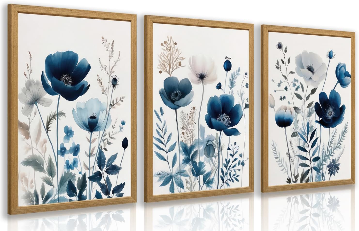 Framed Modern Blue Wall Decor — 16" — NavyBlue(Wood)