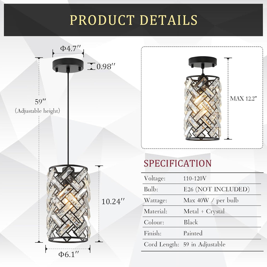 Round Luxe Black Chandelier - View 2