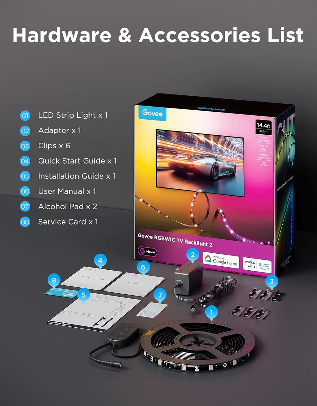 Smart Metal LED Strip Light — 32" - View 8