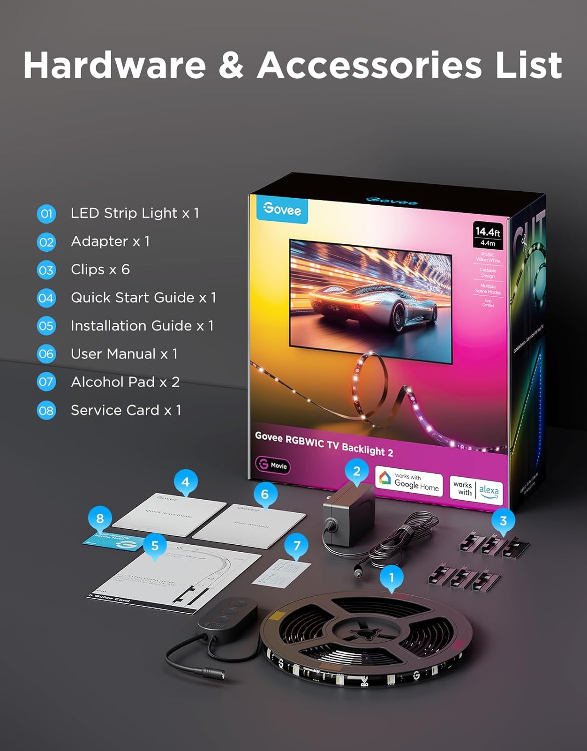 Smart Metal LED Strip Light — 32" - View 8