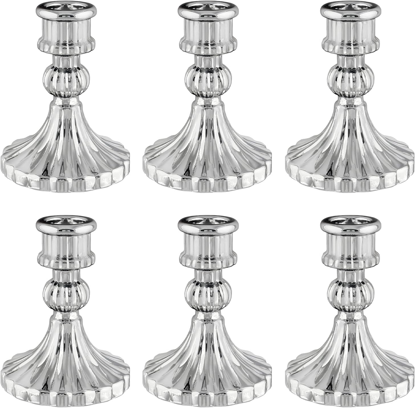 Black Candle — Set of 6 — Silver Stripe