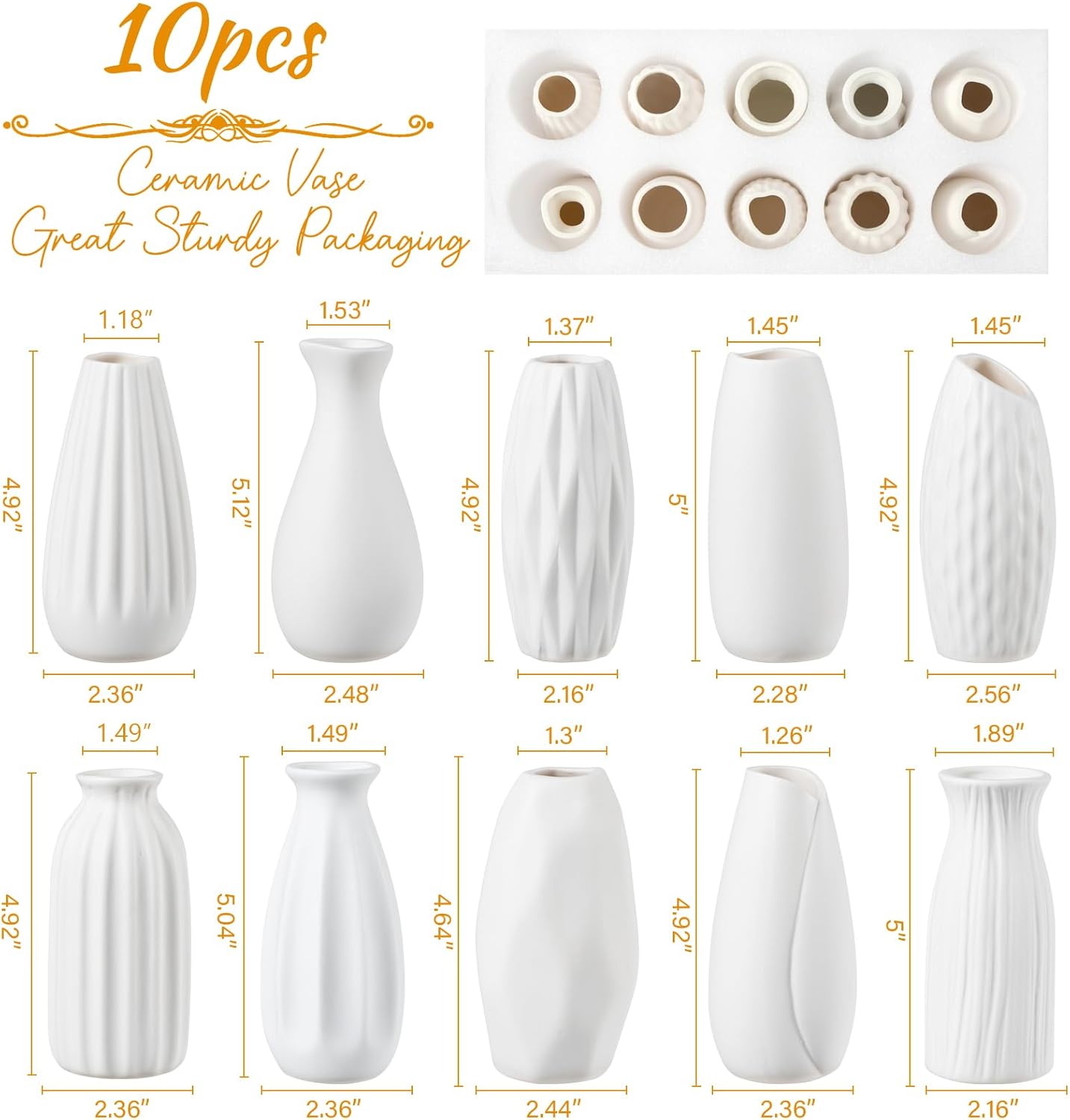 Boho Ceramic Vase Set — Set of 10 - View 2