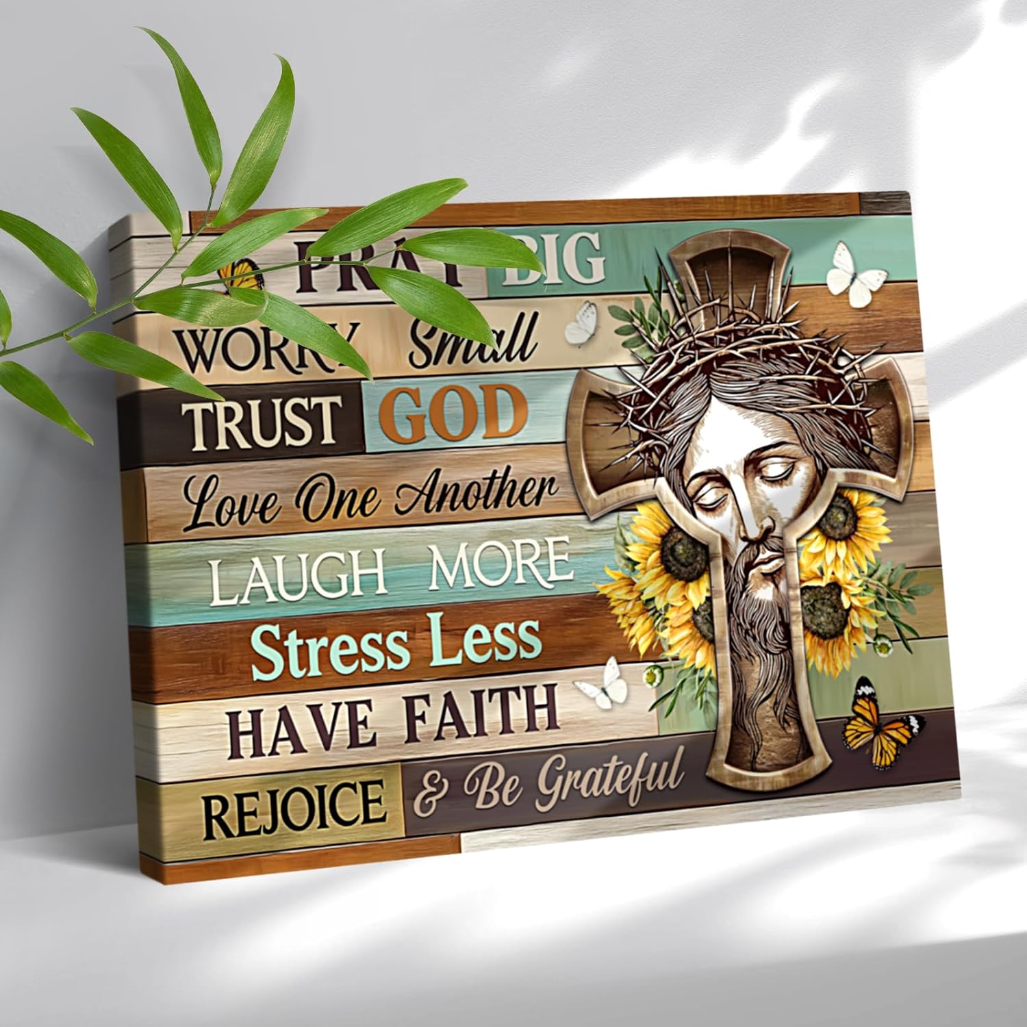 Framed Farmhouse Fabric Wall Decor — 12" — Christian