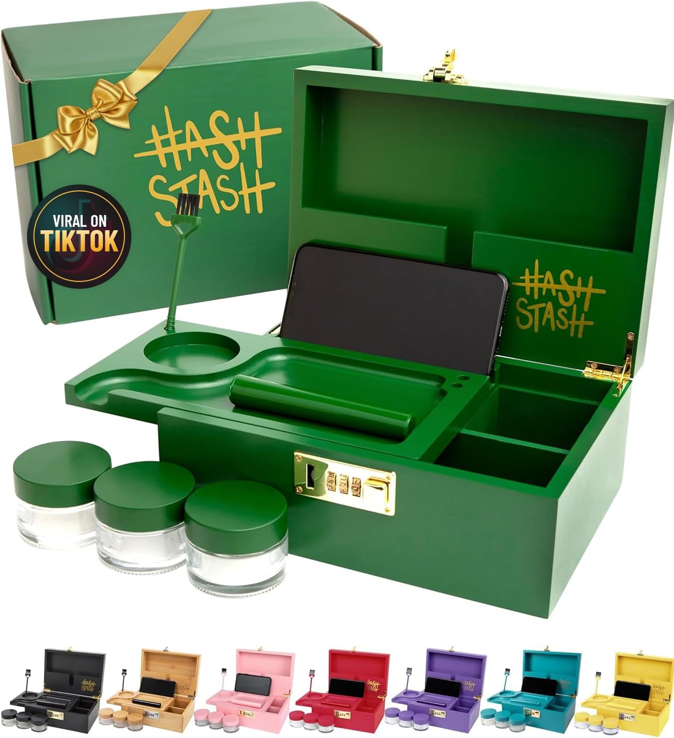 Luxe Black Vase — Green/Gold