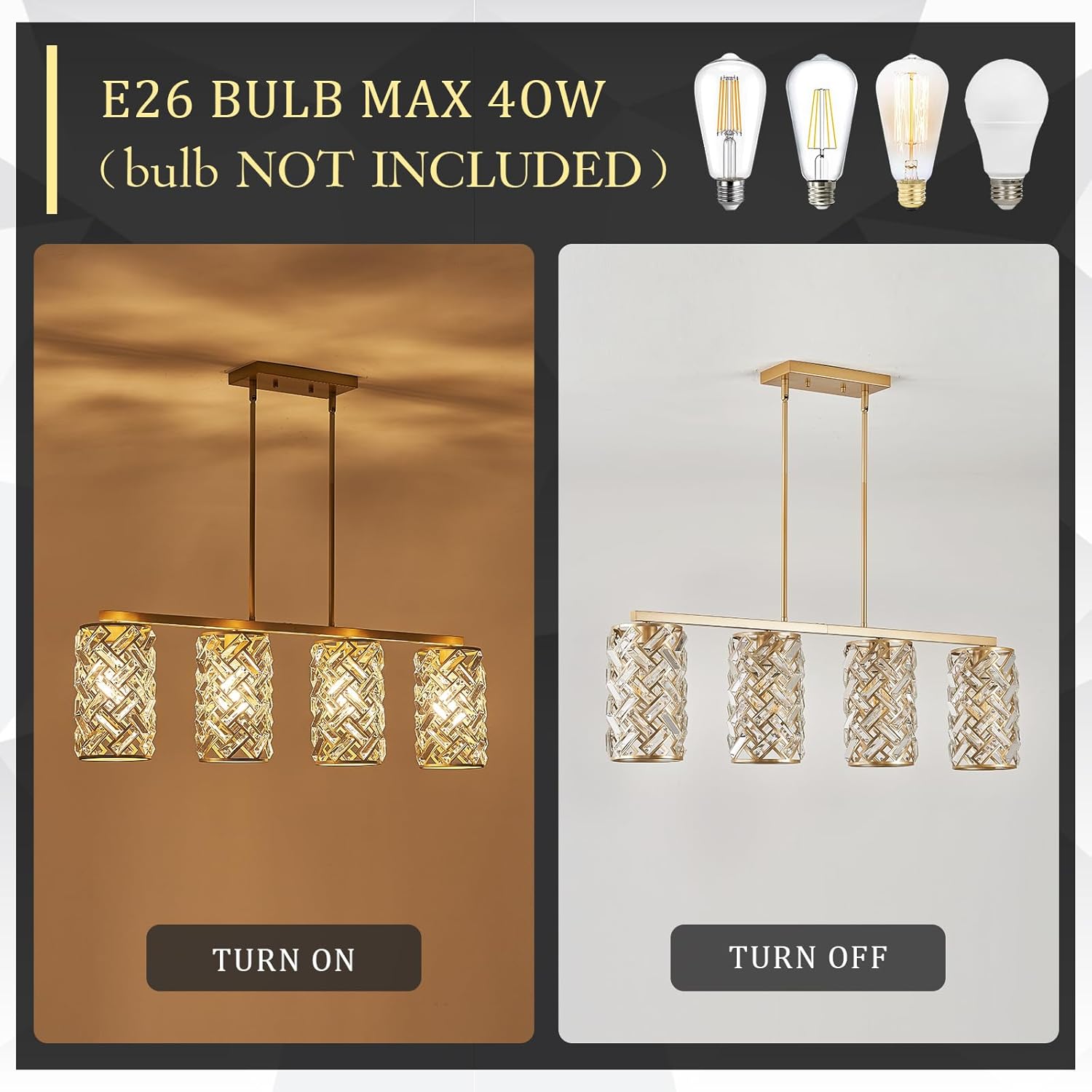 Round Luxe Black Chandelier — 4-Light - View 7