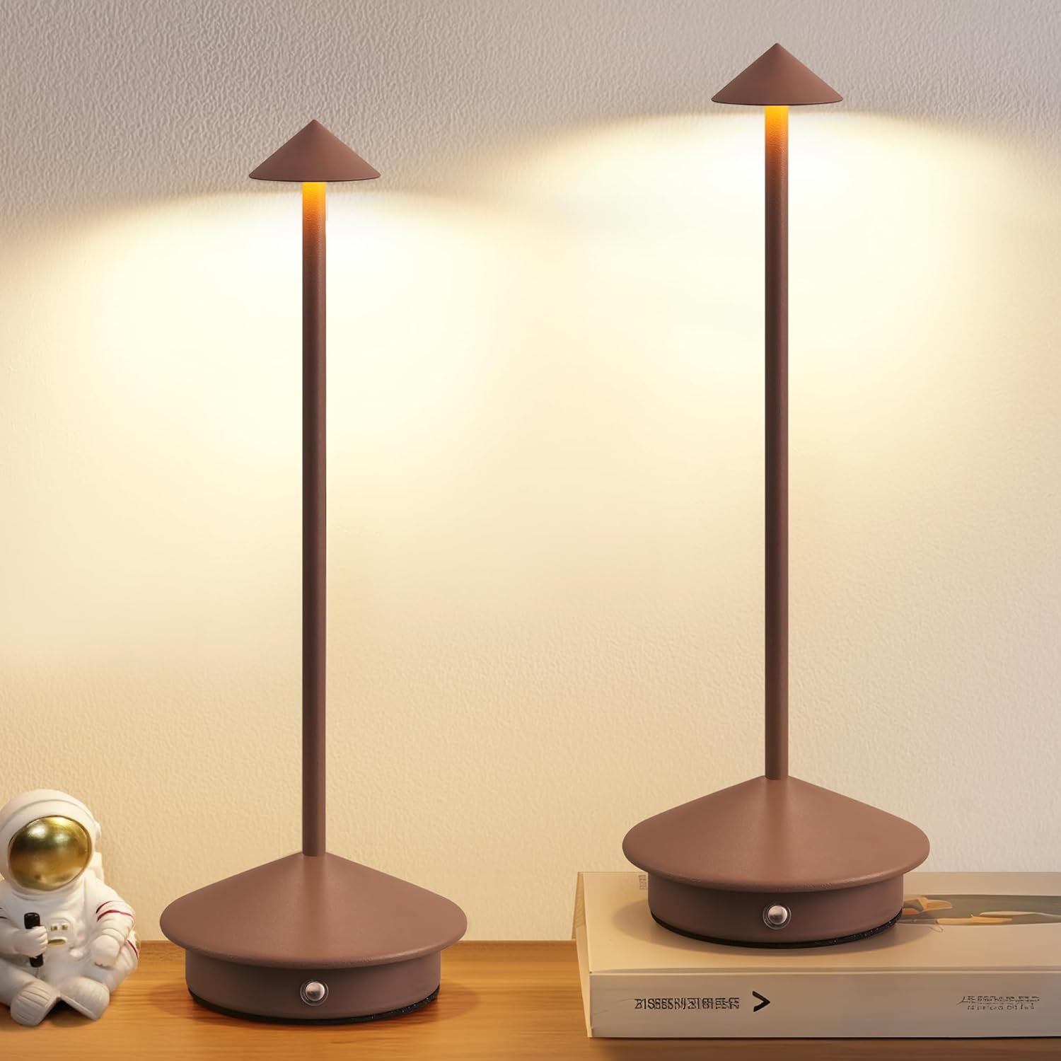 Cordless Modern Black Desk Lamp — Set of 2 — Brown (2 Pack)