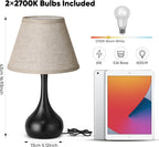 Dimmable Farmhouse Black Bedside Lamp — Set of 2 - View 6