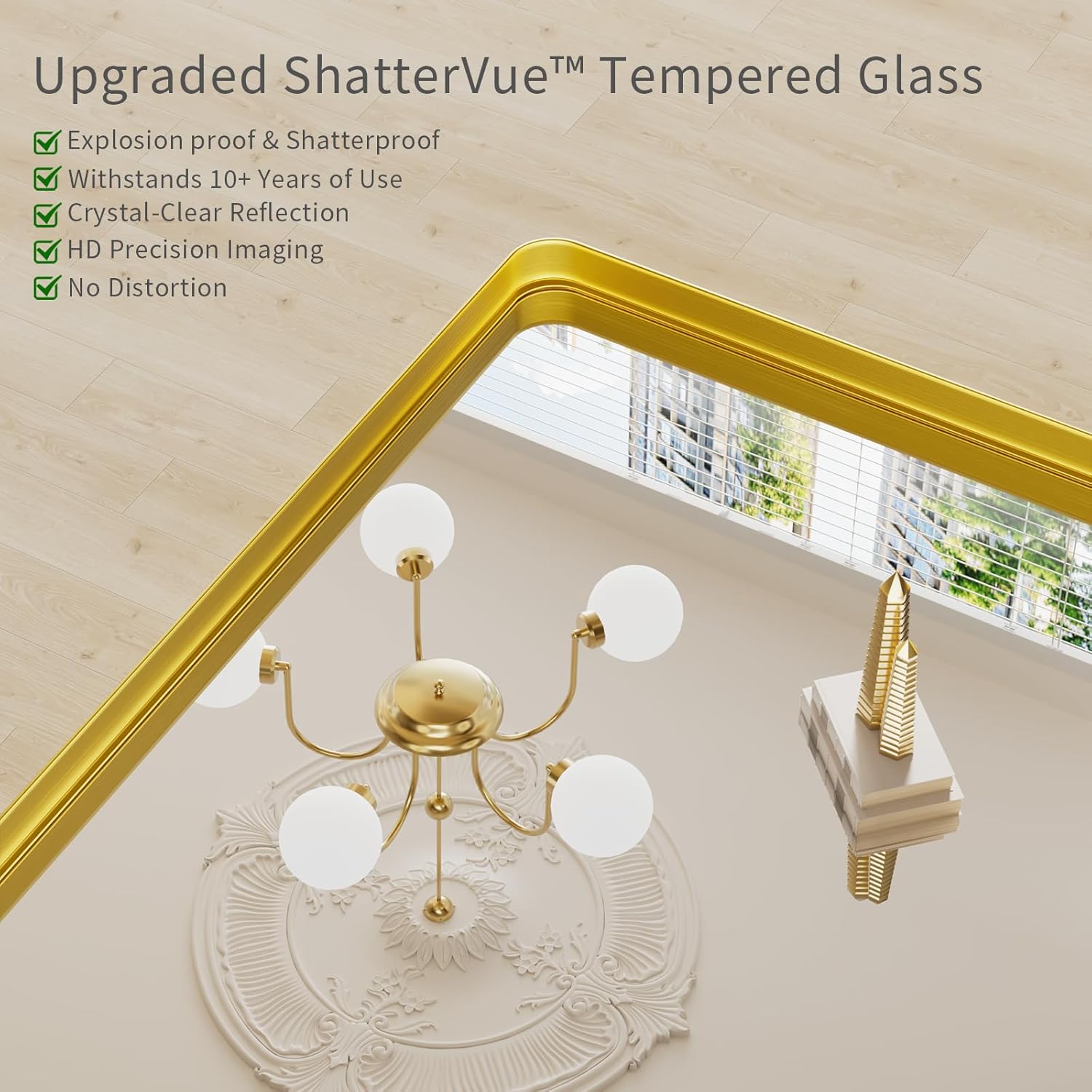 Framed Farmhouse Gold Wall Mirror — 30" - View 2