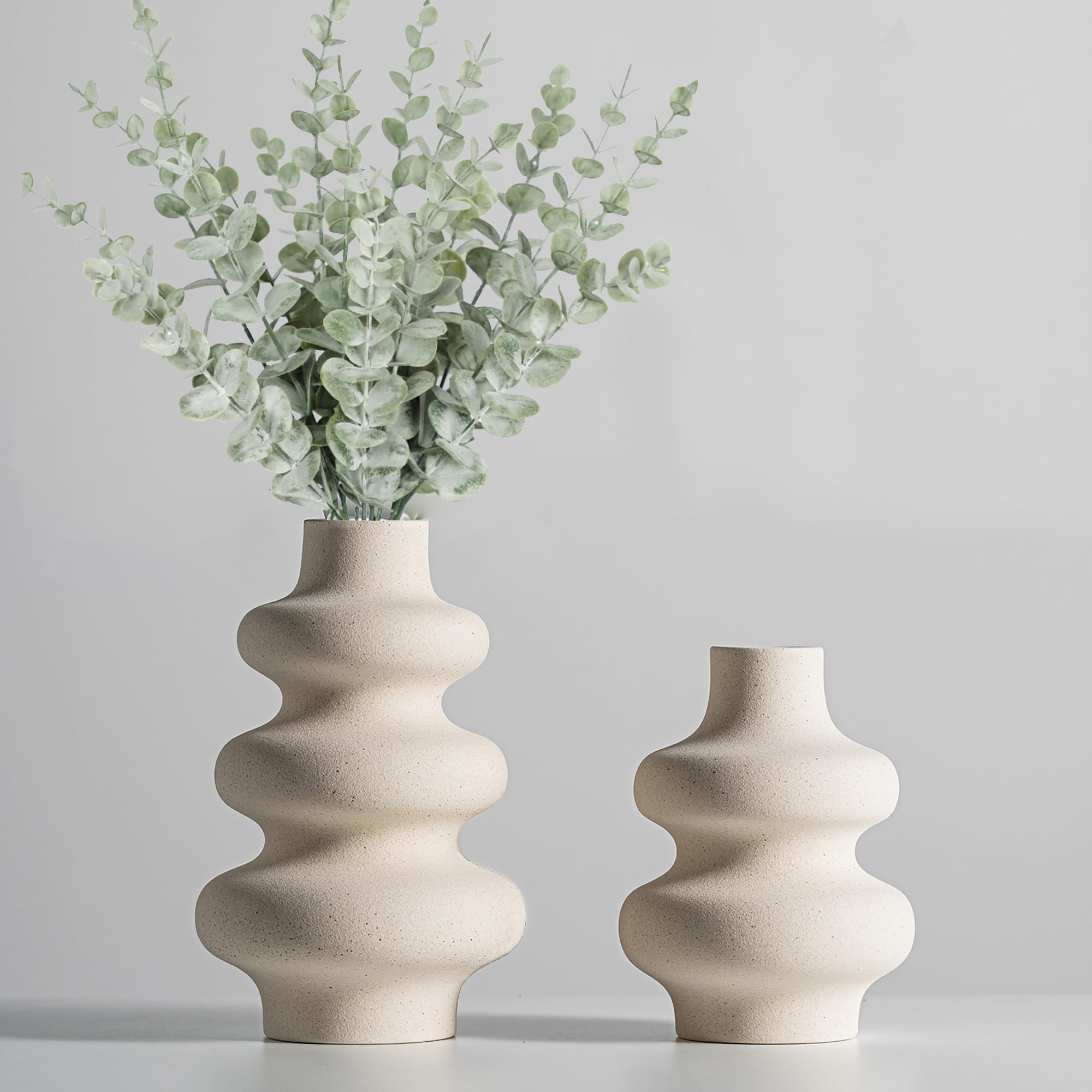 Round Boho White Flower Vase