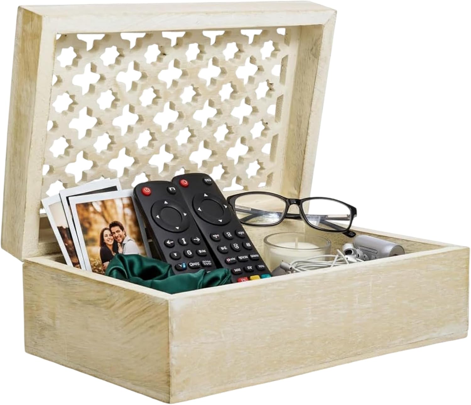 Hand-Carved Grey Storage Basket — 9x6 — Large