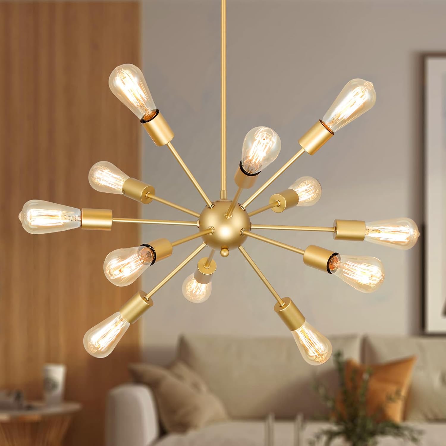 Vintage Farmhouse Black Chandelier — 12-Light — Gold