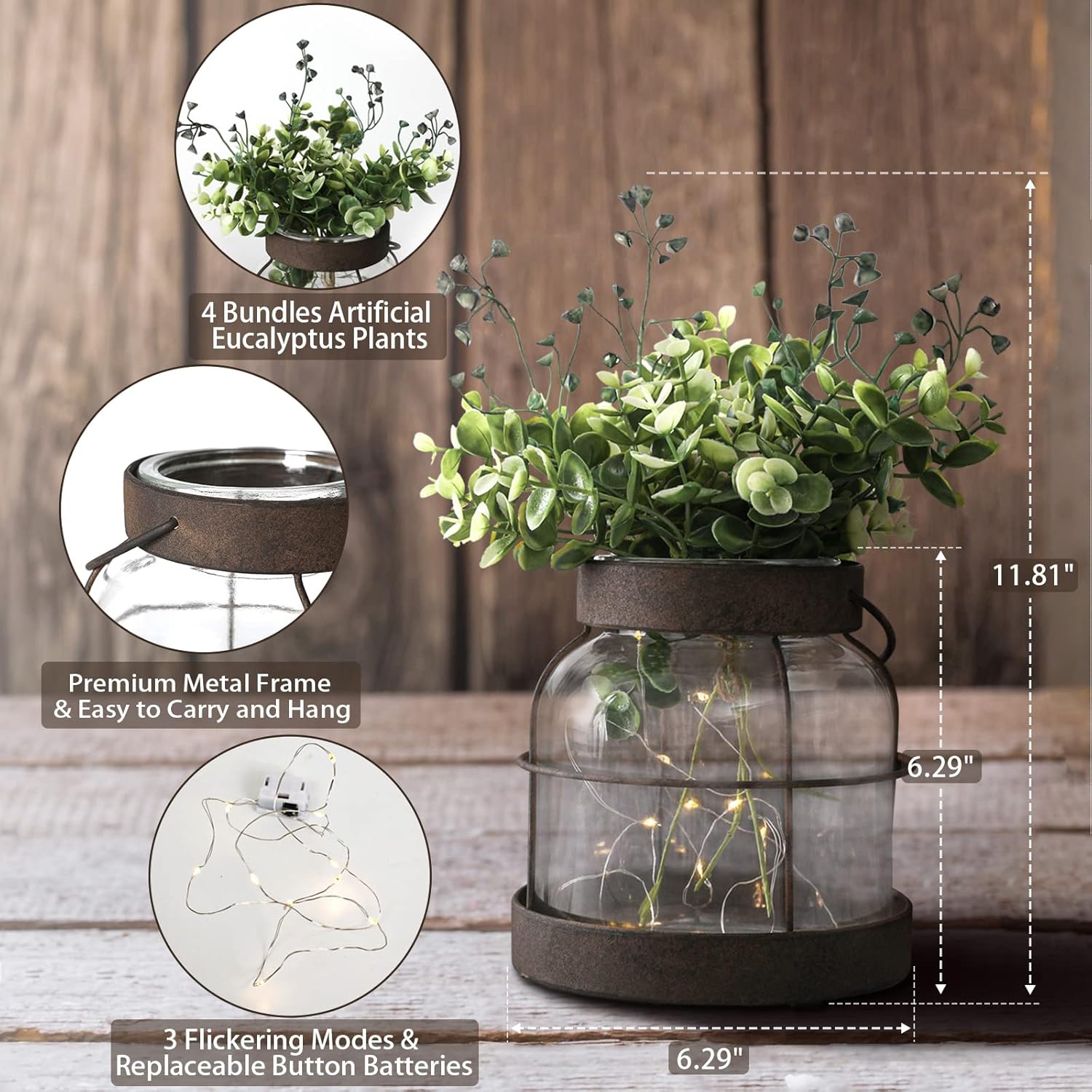 Vintage Farmhouse Green Artificial Plant - View 4