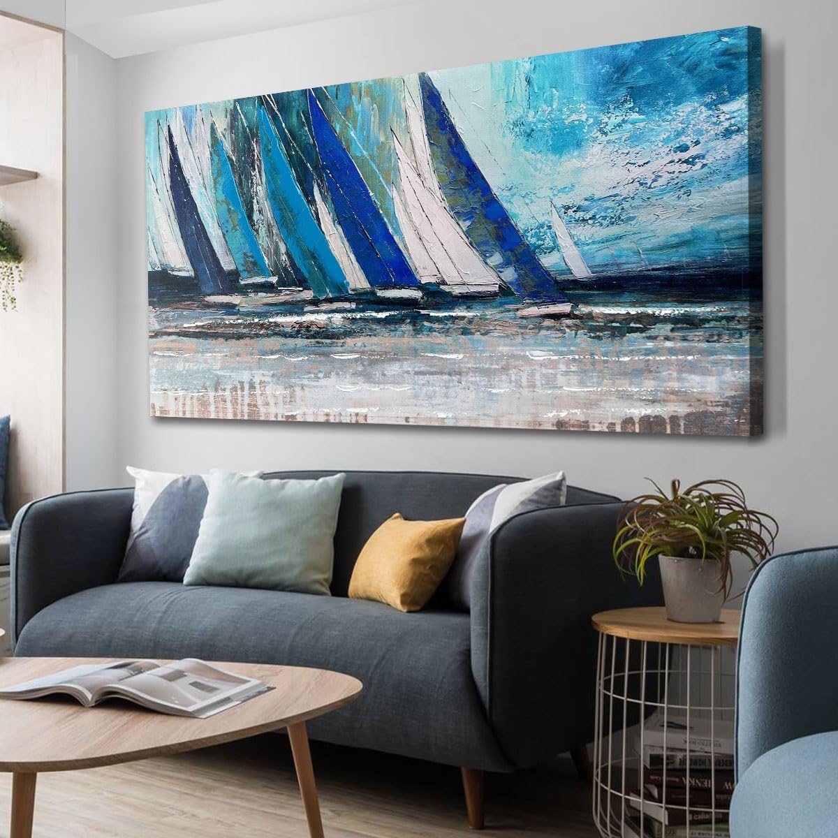 Framed Beige Canvas Wall Art — 40" — 58"L x 29"W