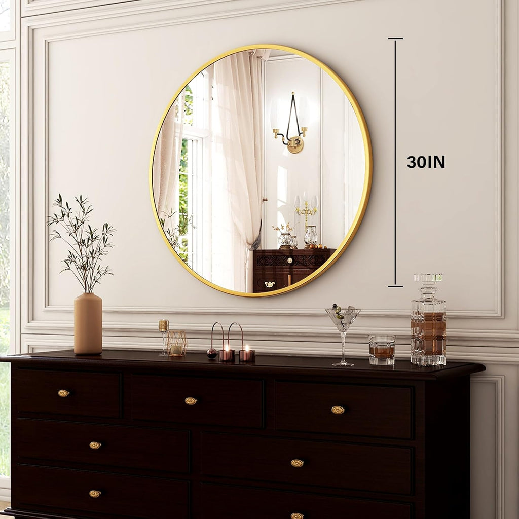 Luxe Black Round Mirror — 30" - View 5