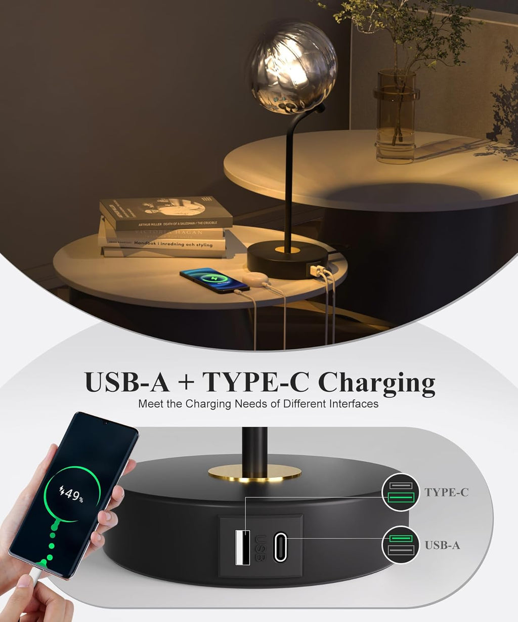 Dimmable Mid-Century Glass Table Lamp - View 5