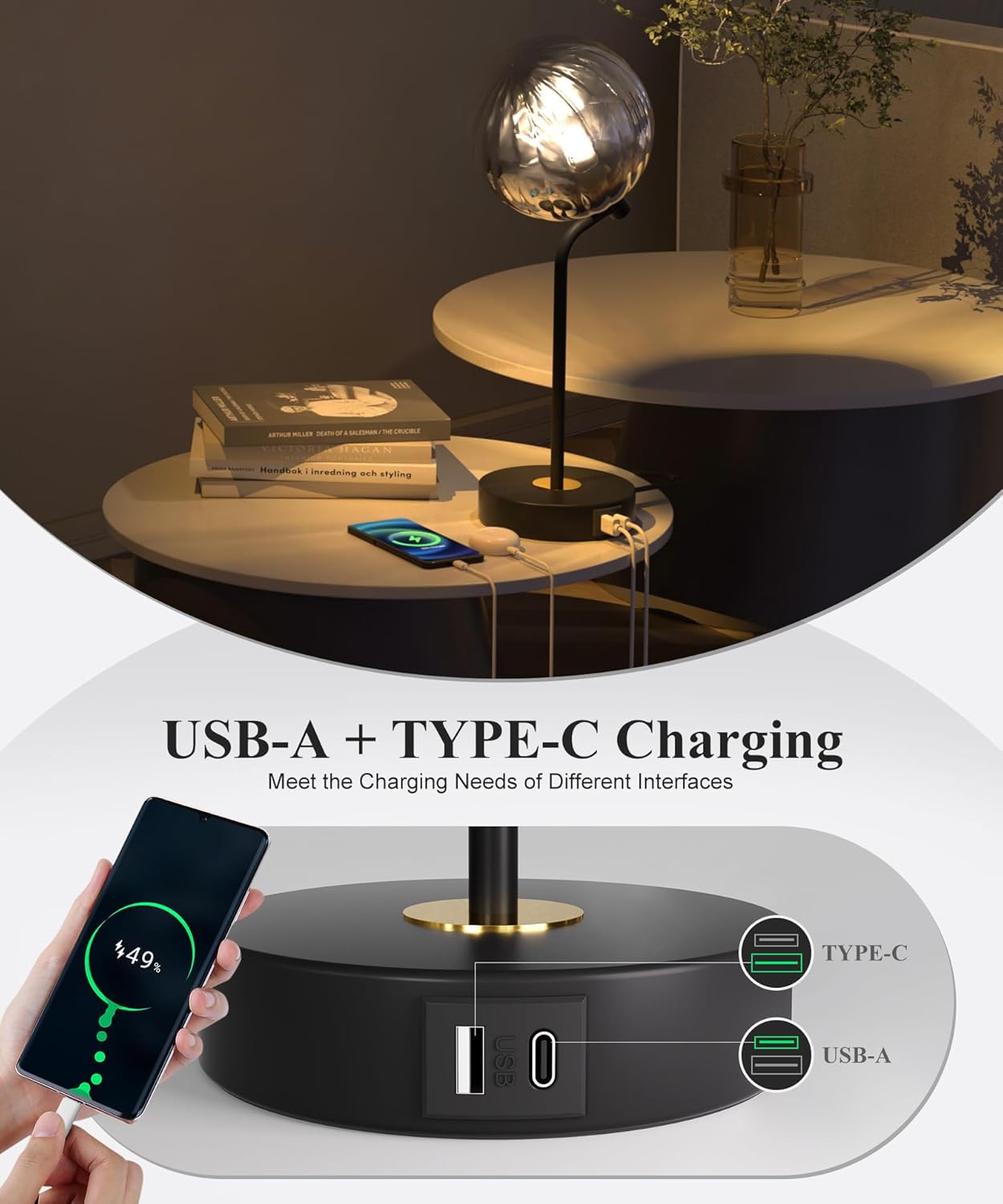 Dimmable Mid-Century Glass Table Lamp - View 5