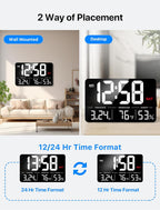Adjustable Black Wall Clock — 13" - View 8
